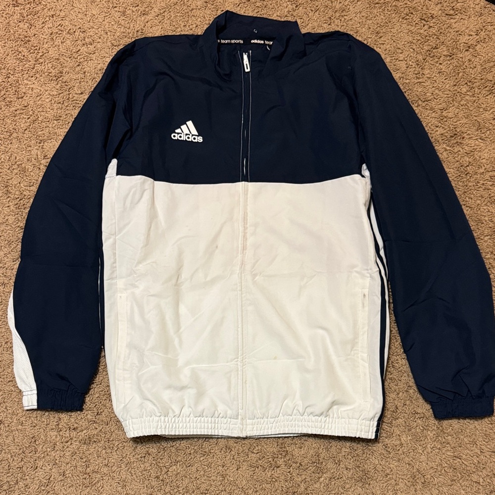 Adidas Men's Navy and White Windbreaker